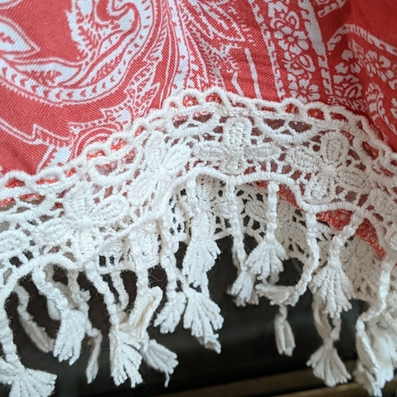 See You Monday Coral and Cream Fringed Rom… - Picture 3 of 6